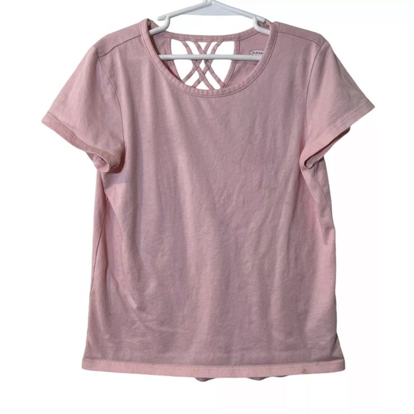 Old Navy Light Pink Girls T Shirt Medium 8 Strappy Back Softest Tee Short Sleeve - Picture 1 of 7